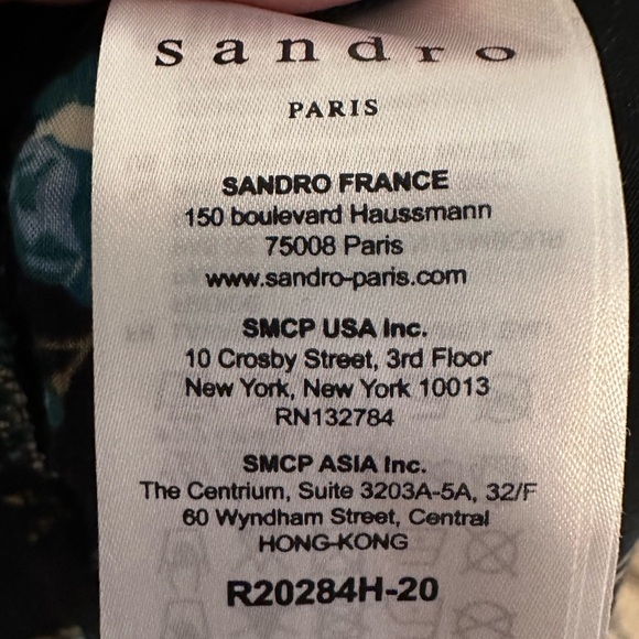 Sandro Paris Black Floral Western Long Sleeve Mini Dress XS See Measurements EUC - Picture 5 of 6